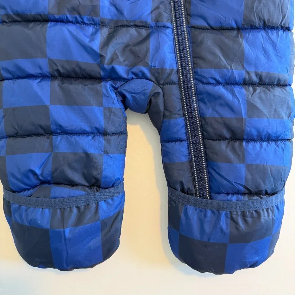 HANNA ANDERSSON Insulated Hooded Full Zip Snowsuit Blue Checkered 70cm